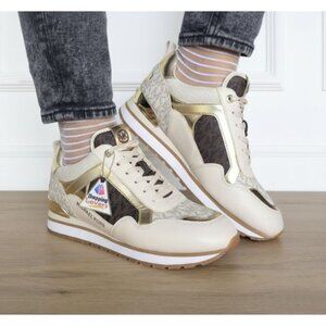 🤩Michael Kors Wilma Trainer Sz 7 Women Sneakers Brown Gold Casual Comfy Shoes🤩
